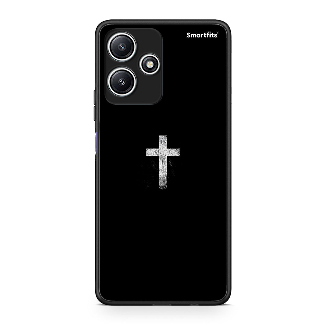 Xiaomi Redmi 12 5G White Cross θήκη από τη Smartfits με σχέδιο στο πίσω μέρος και μαύρο περίβλημα | Smartphone case with colorful back and black bezels by Smartfits