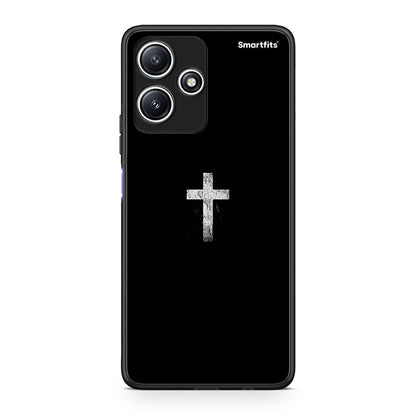 Xiaomi Redmi 12 5G White Cross θήκη από τη Smartfits με σχέδιο στο πίσω μέρος και μαύρο περίβλημα | Smartphone case with colorful back and black bezels by Smartfits