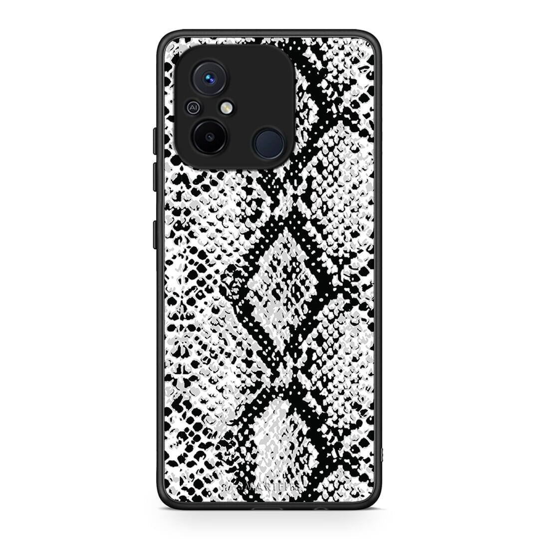 Θήκη Xiaomi Poco C55 Animal White Snake από τη Smartfits με σχέδιο στο πίσω μέρος και μαύρο περίβλημα | Xiaomi Poco C55 Animal White Snake Case with Colorful Back and Black Bezels