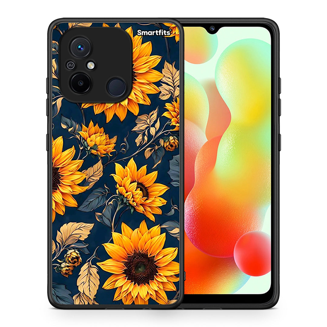 Θήκη Xiaomi Poco C55 Autumn Sunflowers από τη Smartfits με σχέδιο στο πίσω μέρος και μαύρο περίβλημα | Xiaomi Poco C55 Autumn Sunflowers Case with Colorful Back and Black Bezels