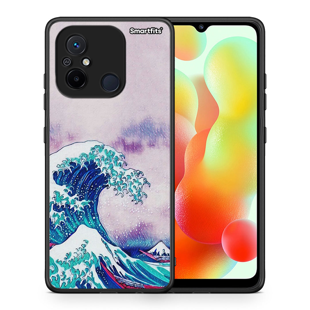 Θήκη Xiaomi Poco C55 Blue Waves από τη Smartfits με σχέδιο στο πίσω μέρος και μαύρο περίβλημα | Xiaomi Poco C55 Blue Waves Case with Colorful Back and Black Bezels