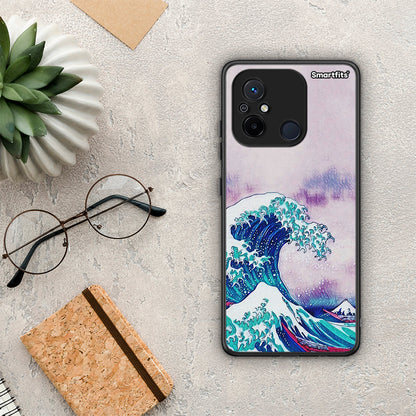 Θήκη Xiaomi Poco C55 Blue Waves από τη Smartfits με σχέδιο στο πίσω μέρος και μαύρο περίβλημα | Xiaomi Poco C55 Blue Waves Case with Colorful Back and Black Bezels