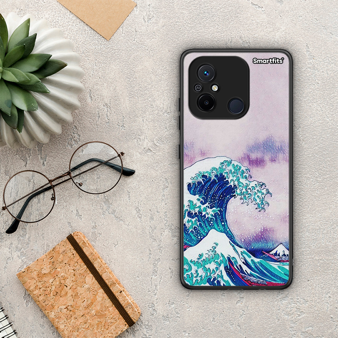 Θήκη Xiaomi Poco C55 Blue Waves από τη Smartfits με σχέδιο στο πίσω μέρος και μαύρο περίβλημα | Xiaomi Poco C55 Blue Waves Case with Colorful Back and Black Bezels