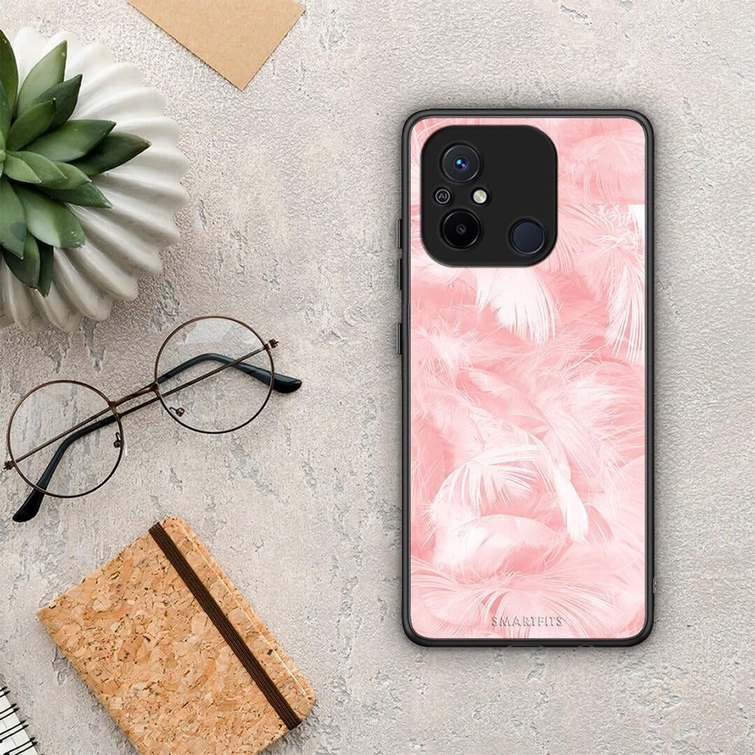 Θήκη Xiaomi Poco C55 Boho Pink Feather από τη Smartfits με σχέδιο στο πίσω μέρος και μαύρο περίβλημα | Xiaomi Poco C55 Boho Pink Feather Case with Colorful Back and Black Bezels