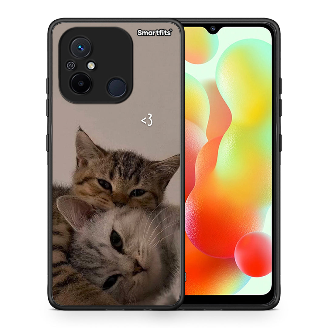 Θήκη Xiaomi Poco C55 Cats In Love από τη Smartfits με σχέδιο στο πίσω μέρος και μαύρο περίβλημα | Xiaomi Poco C55 Cats In Love Case with Colorful Back and Black Bezels