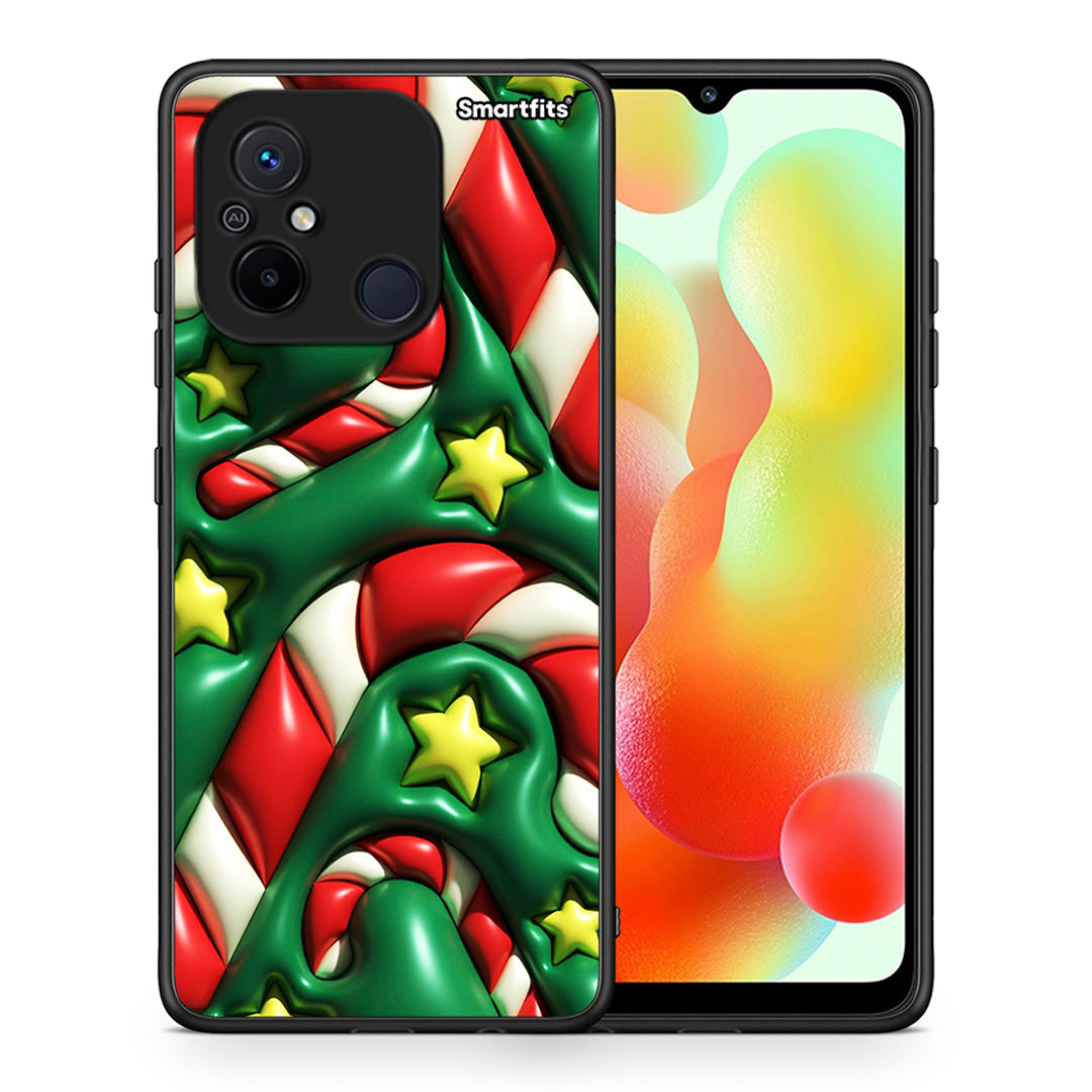 Θήκη Xiaomi Redmi 12C Christmas Bubbles από τη Smartfits με σχέδιο στο πίσω μέρος και μαύρο περίβλημα | Xiaomi Redmi 12C Christmas Bubbles Case with Colorful Back and Black Bezels