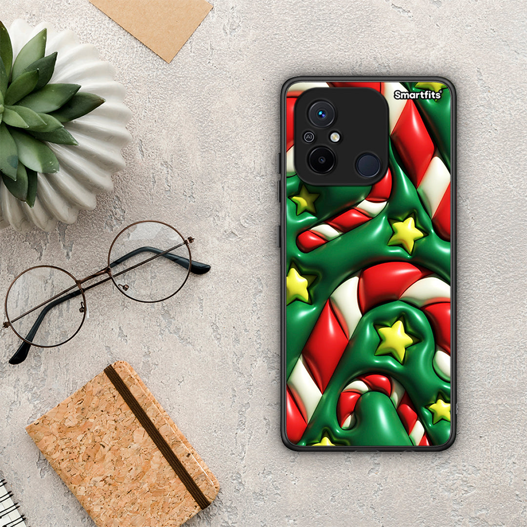 Θήκη Xiaomi Poco C55 Christmas Bubbles από τη Smartfits με σχέδιο στο πίσω μέρος και μαύρο περίβλημα | Xiaomi Poco C55 Christmas Bubbles Case with Colorful Back and Black Bezels