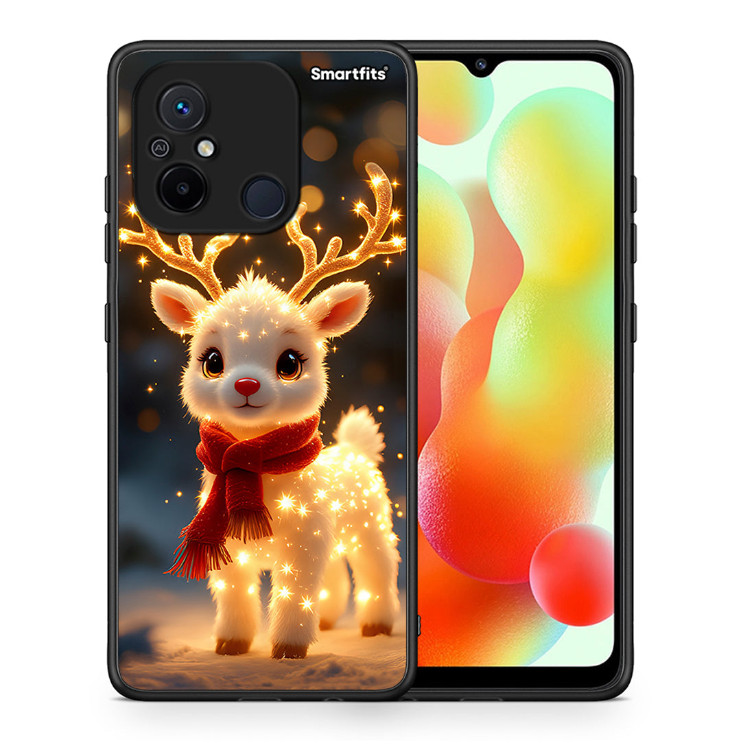 Θήκη Xiaomi Poco C55 Christmas Cutie από τη Smartfits με σχέδιο στο πίσω μέρος και μαύρο περίβλημα | Xiaomi Poco C55 Christmas Cutie Case with Colorful Back and Black Bezels