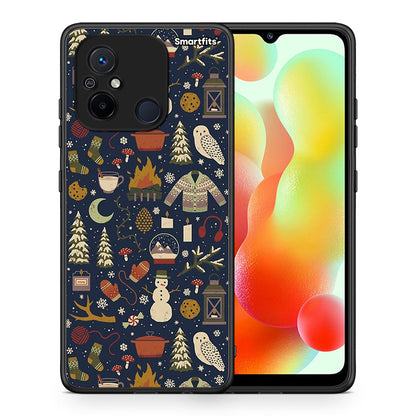 Θήκη Xiaomi Poco C55 Christmas Elements από τη Smartfits με σχέδιο στο πίσω μέρος και μαύρο περίβλημα | Xiaomi Poco C55 Christmas Elements Case with Colorful Back and Black Bezels