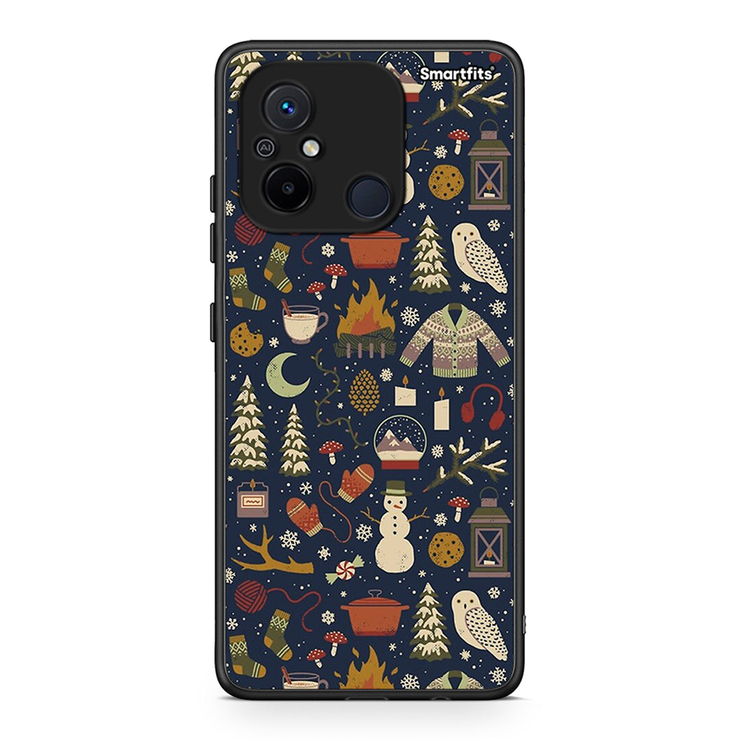 Θήκη Xiaomi Poco C55 Christmas Elements από τη Smartfits με σχέδιο στο πίσω μέρος και μαύρο περίβλημα | Xiaomi Poco C55 Christmas Elements Case with Colorful Back and Black Bezels