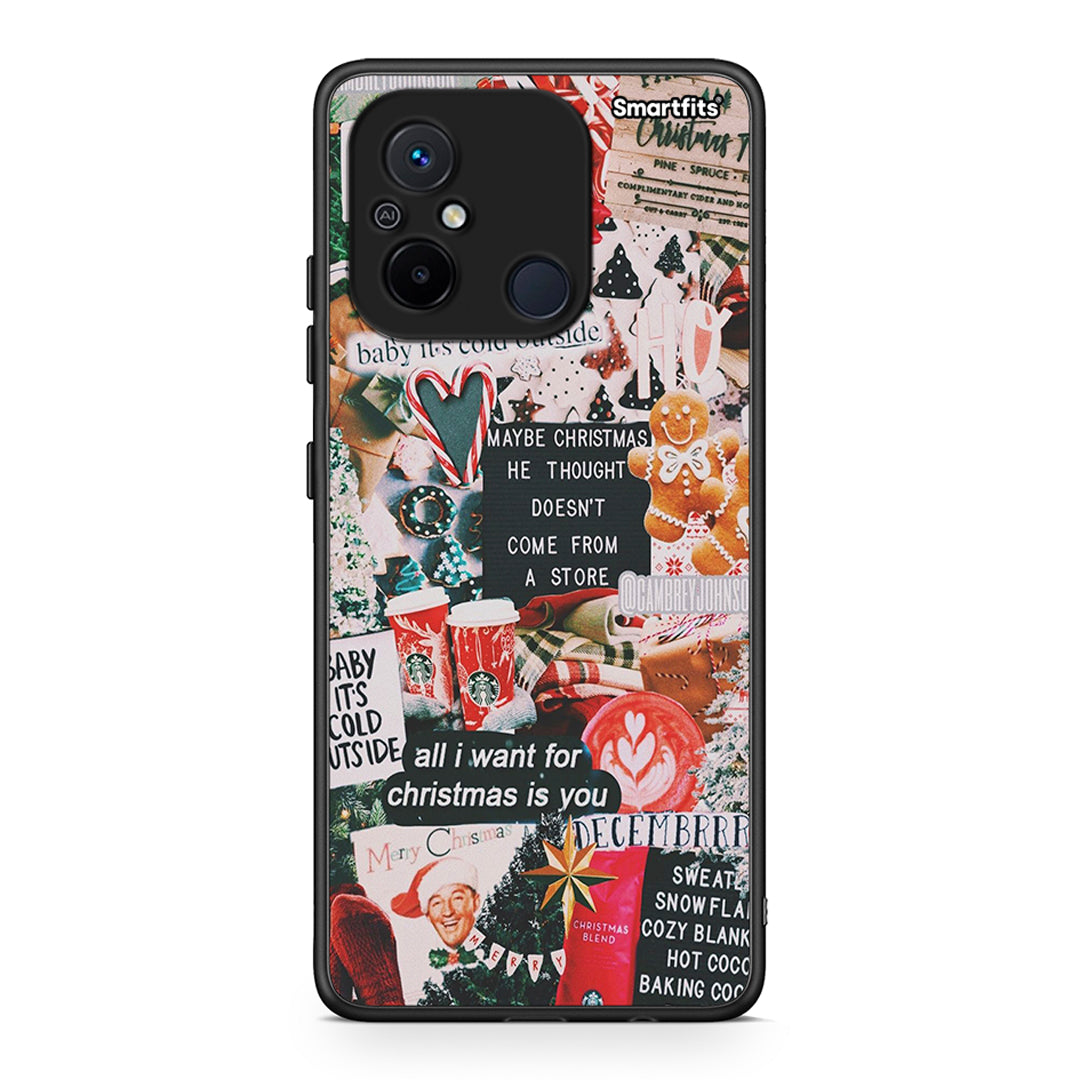 Θήκη Xiaomi Poco C55 Christmas Happiness από τη Smartfits με σχέδιο στο πίσω μέρος και μαύρο περίβλημα | Xiaomi Poco C55 Christmas Happiness Case with Colorful Back and Black Bezels