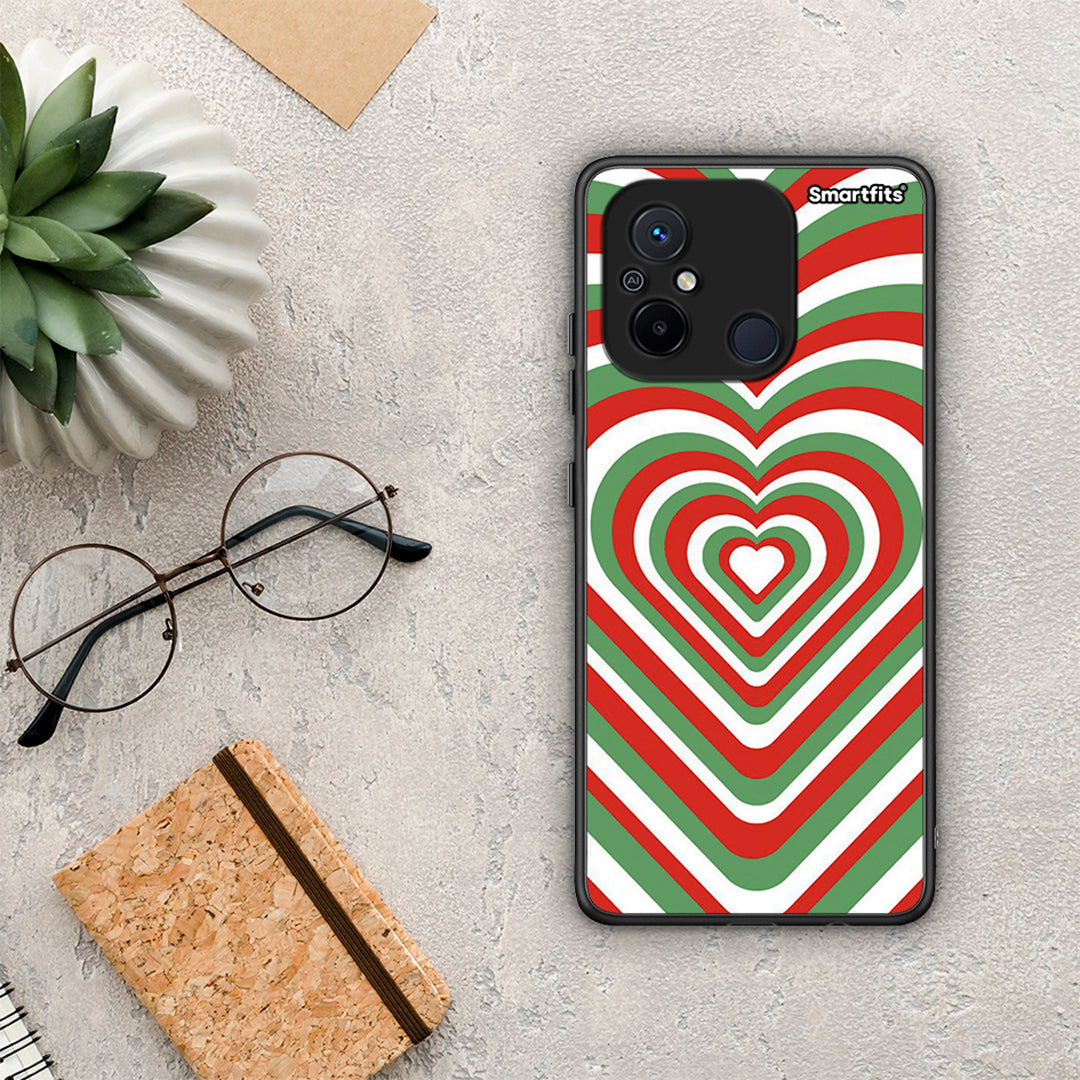 Θήκη Xiaomi Poco C55 Christmas Hearts από τη Smartfits με σχέδιο στο πίσω μέρος και μαύρο περίβλημα | Xiaomi Poco C55 Christmas Hearts Case with Colorful Back and Black Bezels