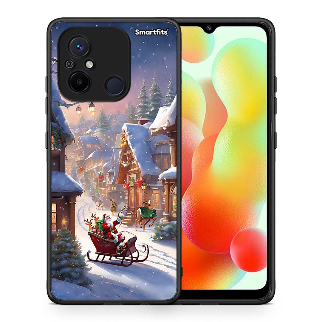 Θήκη Xiaomi Redmi 12C Christmas Snow από τη Smartfits με σχέδιο στο πίσω μέρος και μαύρο περίβλημα | Xiaomi Redmi 12C Christmas Snow Case with Colorful Back and Black Bezels