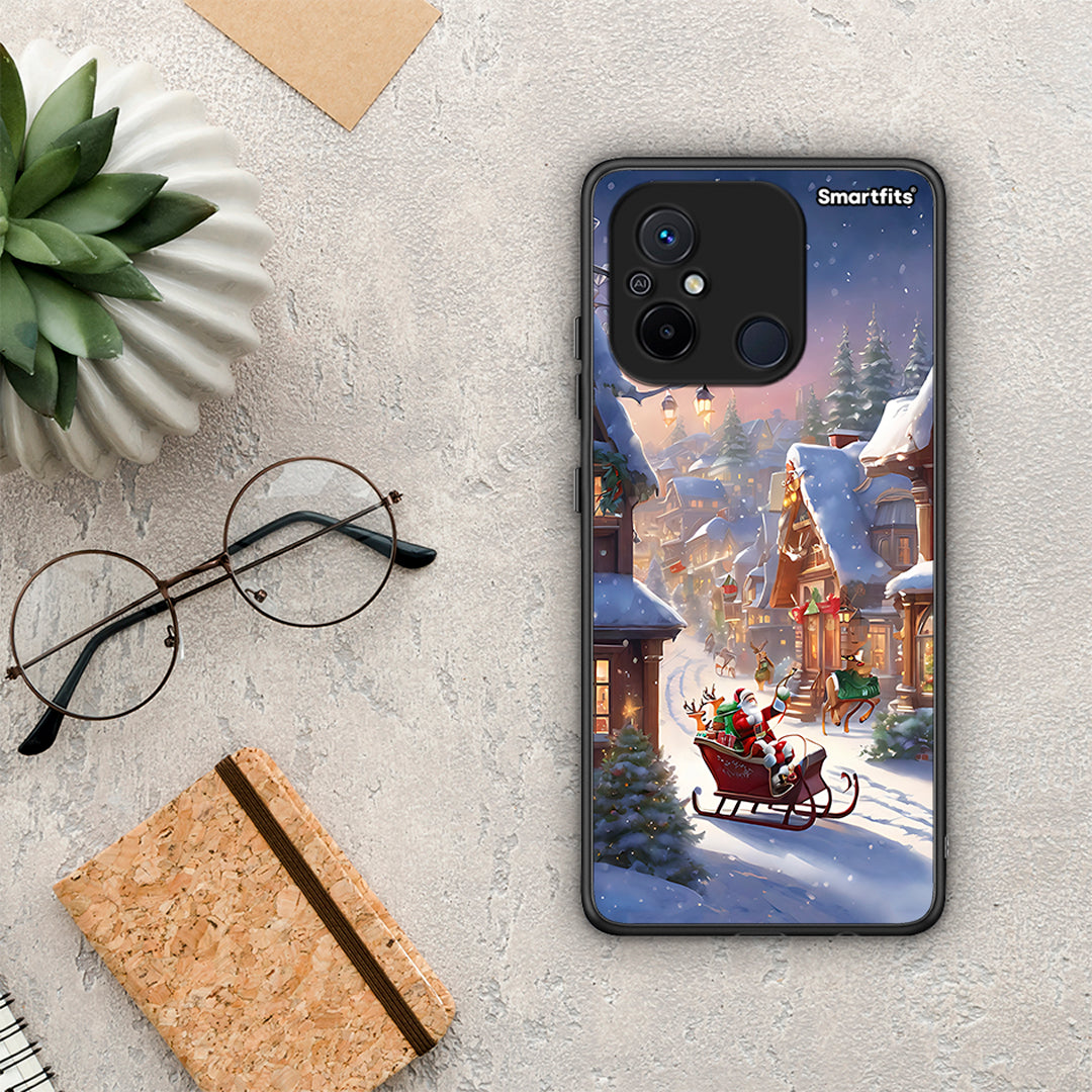 Θήκη Xiaomi Poco C55 Christmas Snow από τη Smartfits με σχέδιο στο πίσω μέρος και μαύρο περίβλημα | Xiaomi Poco C55 Christmas Snow Case with Colorful Back and Black Bezels