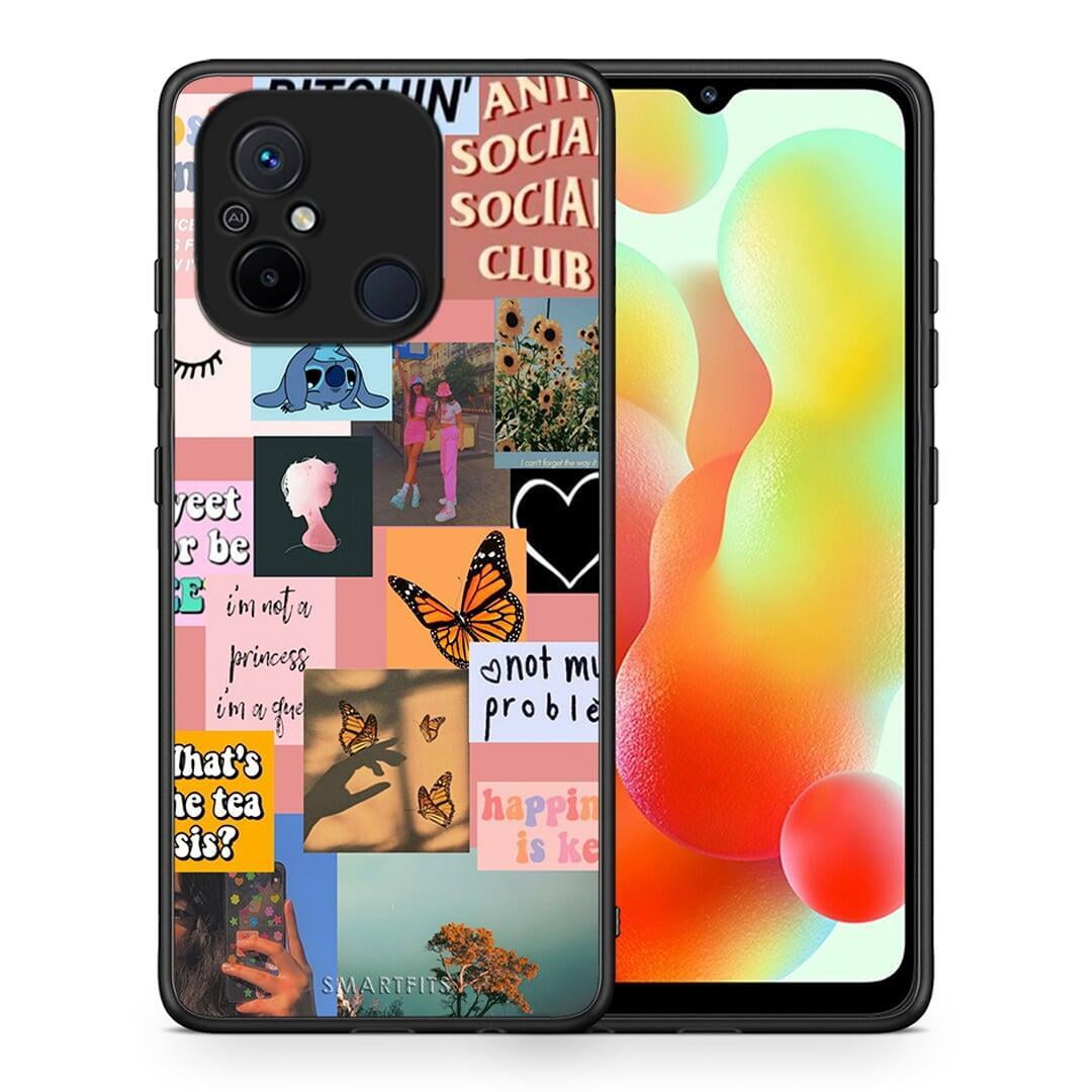 Θήκη Xiaomi Poco C55 Collage Bitchin από τη Smartfits με σχέδιο στο πίσω μέρος και μαύρο περίβλημα | Xiaomi Poco C55 Collage Bitchin Case with Colorful Back and Black Bezels