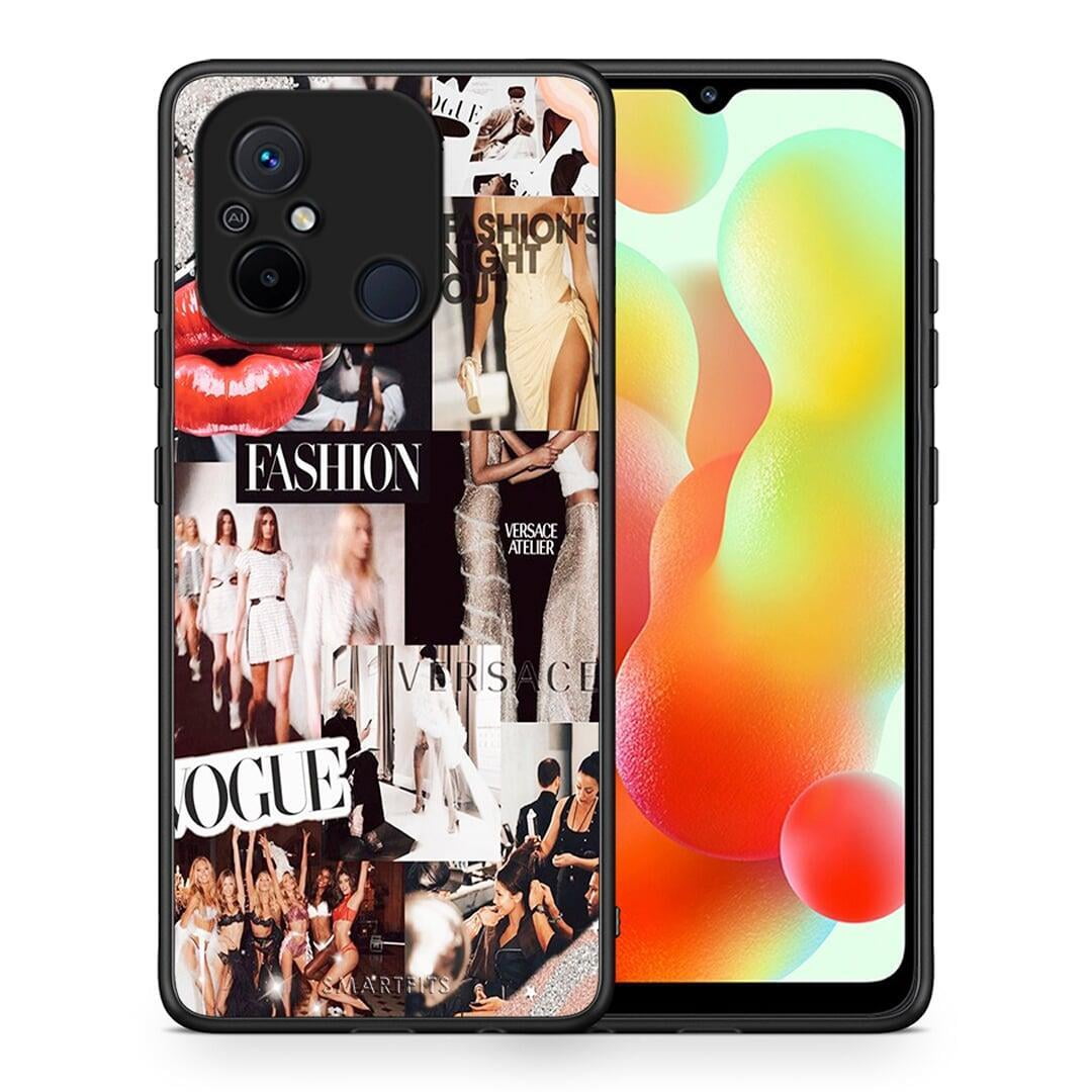 Θήκη Xiaomi Poco C55 Collage Fashion από τη Smartfits με σχέδιο στο πίσω μέρος και μαύρο περίβλημα | Xiaomi Poco C55 Collage Fashion Case with Colorful Back and Black Bezels