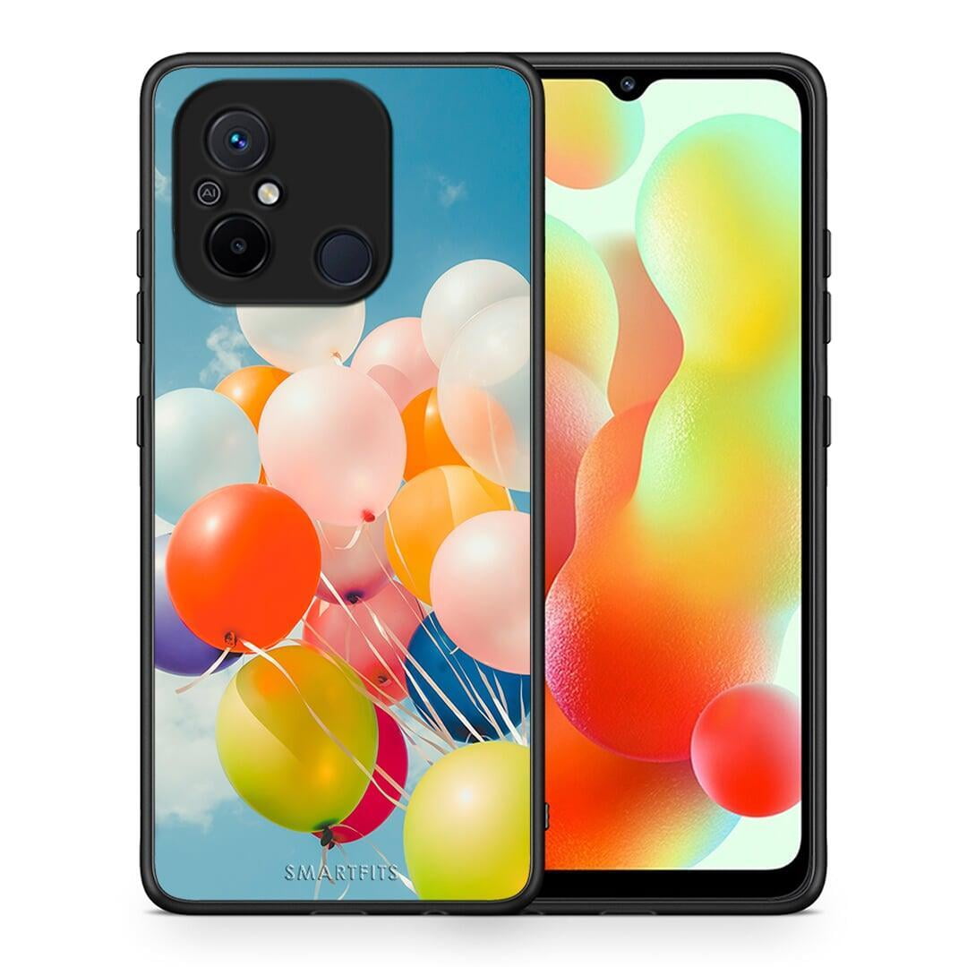 Θήκη Xiaomi Poco C55 Colorful Balloons από τη Smartfits με σχέδιο στο πίσω μέρος και μαύρο περίβλημα | Xiaomi Poco C55 Colorful Balloons Case with Colorful Back and Black Bezels