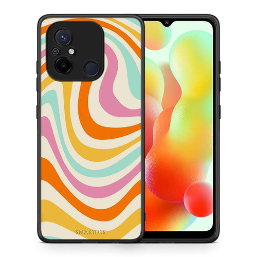 Θήκη Xiaomi Poco C55 Colourful Waves από τη Smartfits με σχέδιο στο πίσω μέρος και μαύρο περίβλημα | Xiaomi Poco C55 Colourful Waves Case with Colorful Back and Black Bezels