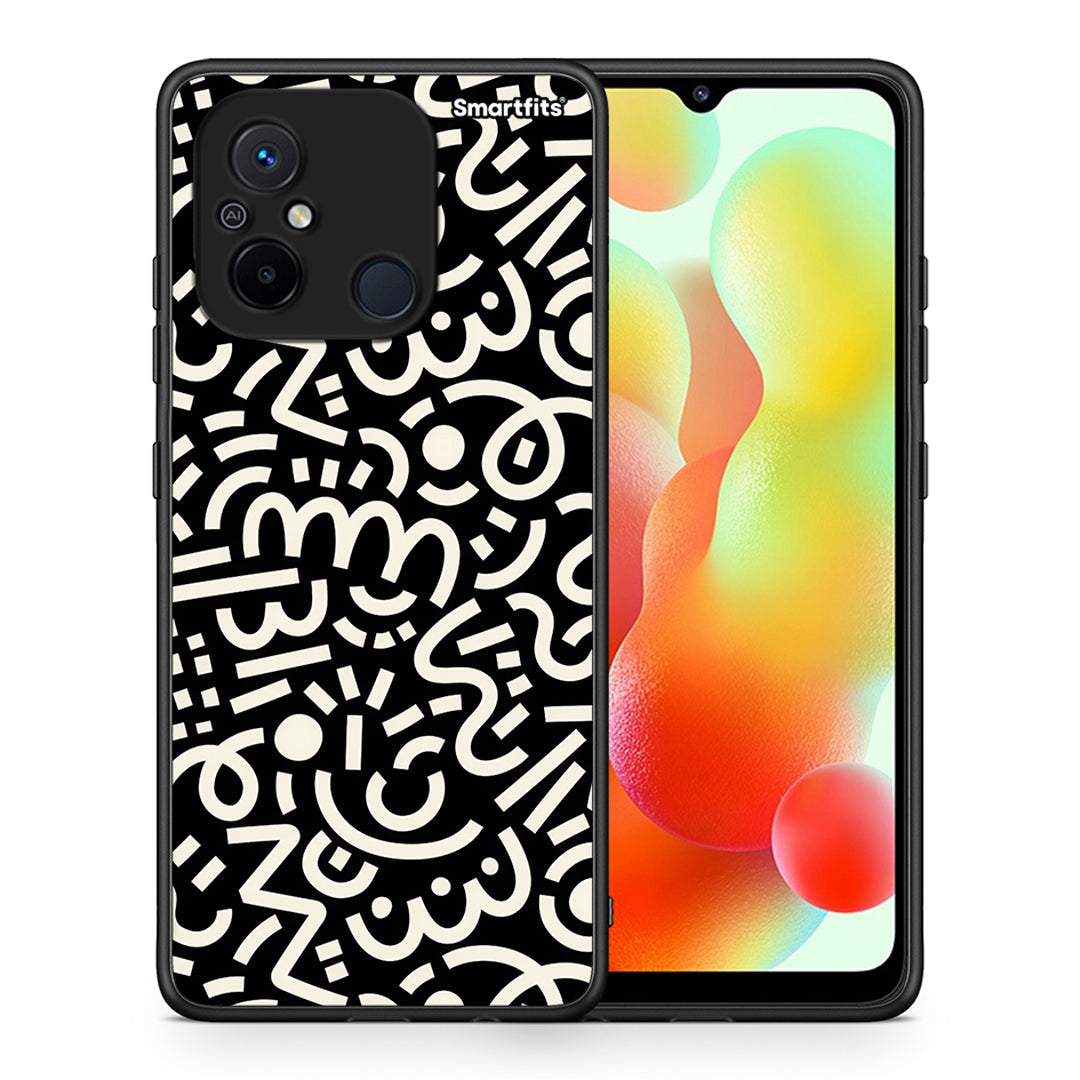 Θήκη Xiaomi Poco C55 Doodle Art από τη Smartfits με σχέδιο στο πίσω μέρος και μαύρο περίβλημα | Xiaomi Poco C55 Doodle Art Case with Colorful Back and Black Bezels