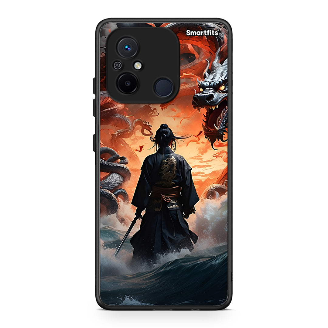 Θήκη Xiaomi Poco C55 Dragons Fight από τη Smartfits με σχέδιο στο πίσω μέρος και μαύρο περίβλημα | Xiaomi Poco C55 Dragons Fight Case with Colorful Back and Black Bezels