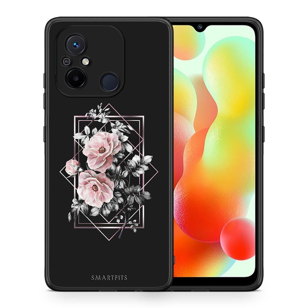 Θήκη Xiaomi Poco C55 Flower Frame από τη Smartfits με σχέδιο στο πίσω μέρος και μαύρο περίβλημα | Xiaomi Poco C55 Flower Frame Case with Colorful Back and Black Bezels