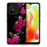 Thumbnail for Θήκη Xiaomi Poco C55 Flower Red Roses από τη Smartfits με σχέδιο στο πίσω μέρος και μαύρο περίβλημα | Xiaomi Poco C55 Flower Red Roses Case with Colorful Back and Black Bezels