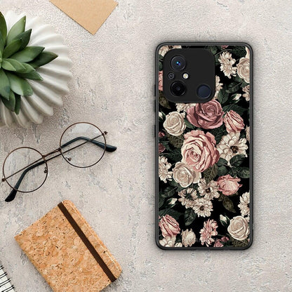 Θήκη Xiaomi Poco C55 Flower Wild Roses από τη Smartfits με σχέδιο στο πίσω μέρος και μαύρο περίβλημα | Xiaomi Poco C55 Flower Wild Roses Case with Colorful Back and Black Bezels
