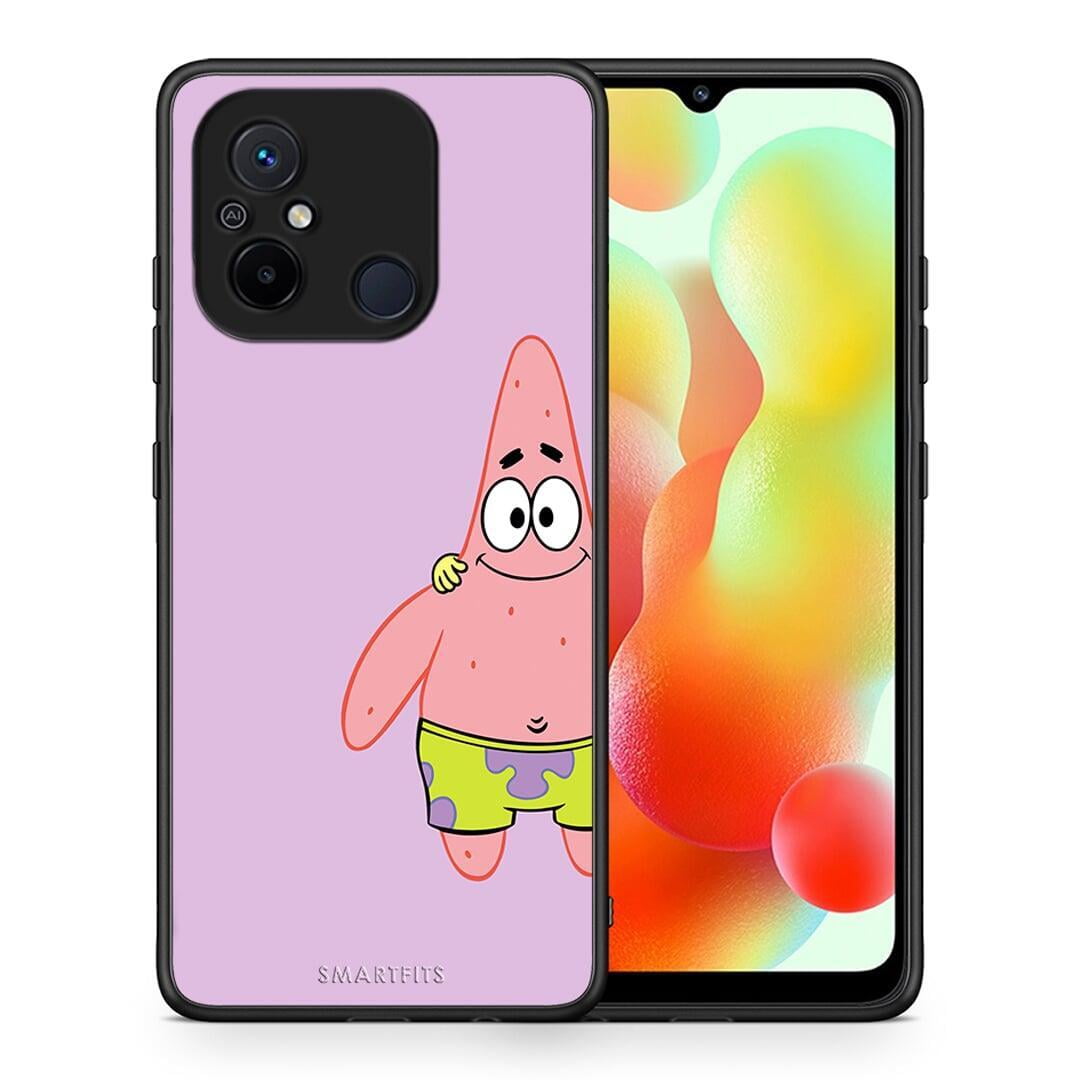 Θήκη Xiaomi Poco C55 Friends Patrick από τη Smartfits με σχέδιο στο πίσω μέρος και μαύρο περίβλημα | Xiaomi Poco C55 Friends Patrick Case with Colorful Back and Black Bezels