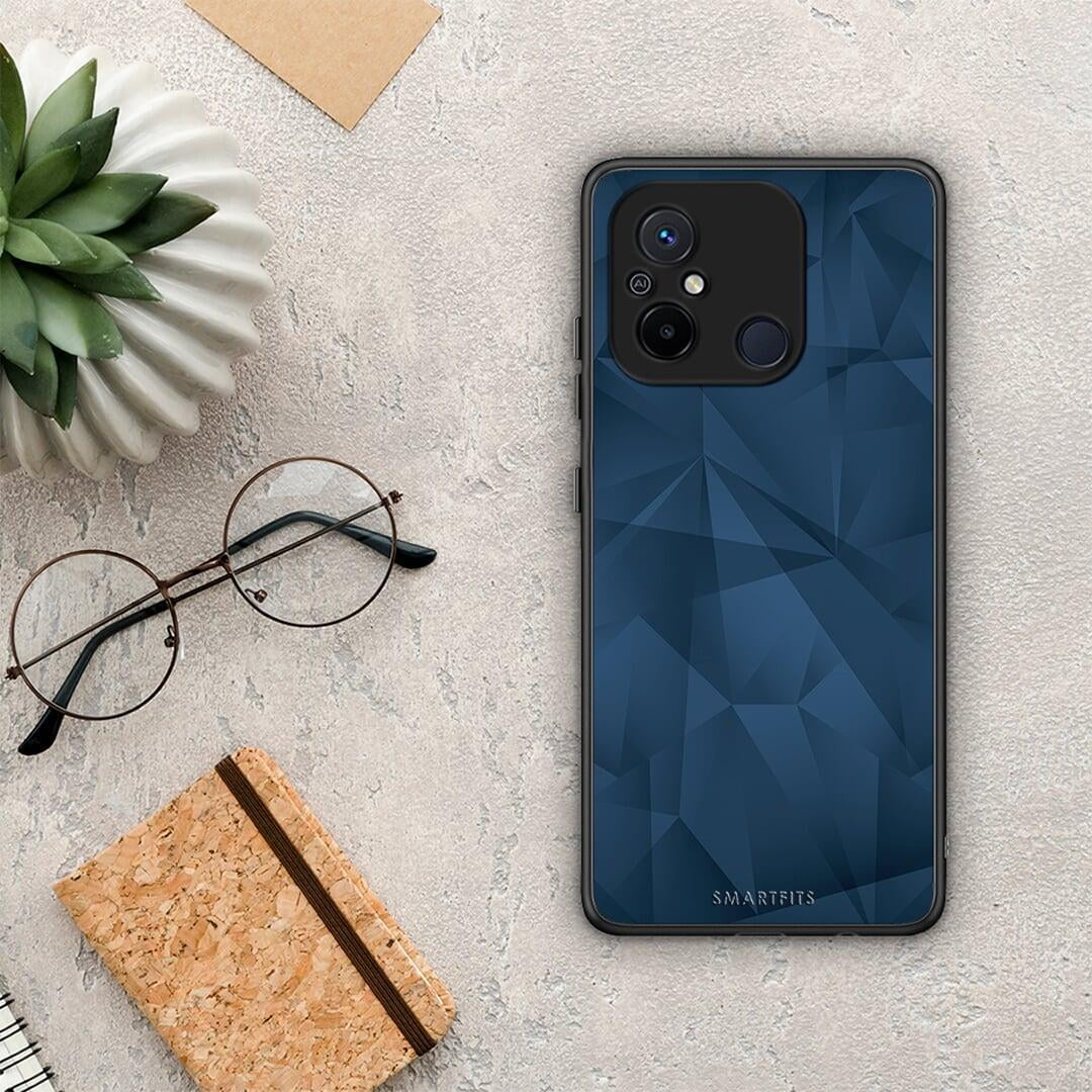 Θήκη Xiaomi Poco C55 Geometric Blue Abstract από τη Smartfits με σχέδιο στο πίσω μέρος και μαύρο περίβλημα | Xiaomi Poco C55 Geometric Blue Abstract Case with Colorful Back and Black Bezels