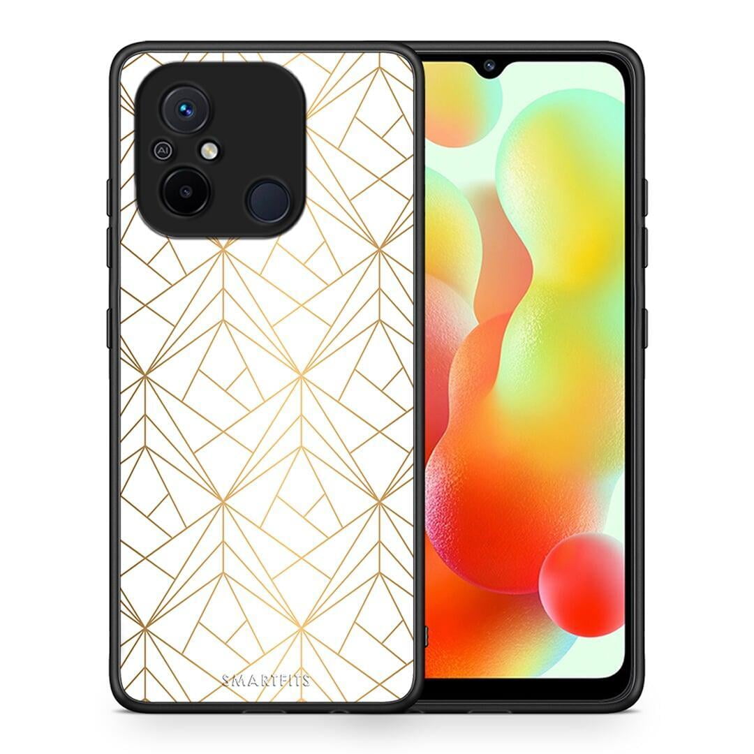 Θήκη Xiaomi Poco C55 Geometric Luxury White από τη Smartfits με σχέδιο στο πίσω μέρος και μαύρο περίβλημα | Xiaomi Poco C55 Geometric Luxury White Case with Colorful Back and Black Bezels