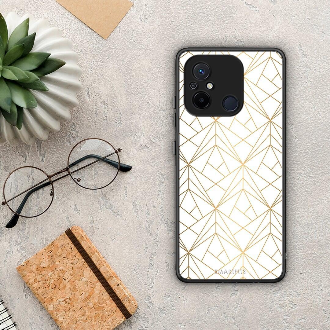 Θήκη Xiaomi Poco C55 Geometric Luxury White από τη Smartfits με σχέδιο στο πίσω μέρος και μαύρο περίβλημα | Xiaomi Poco C55 Geometric Luxury White Case with Colorful Back and Black Bezels