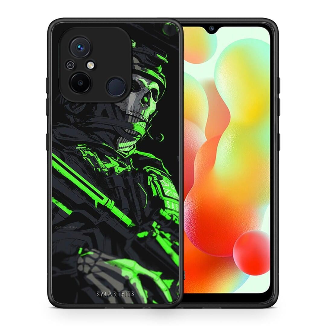 Θήκη Xiaomi Poco C55 Green Soldier από τη Smartfits με σχέδιο στο πίσω μέρος και μαύρο περίβλημα | Xiaomi Poco C55 Green Soldier Case with Colorful Back and Black Bezels