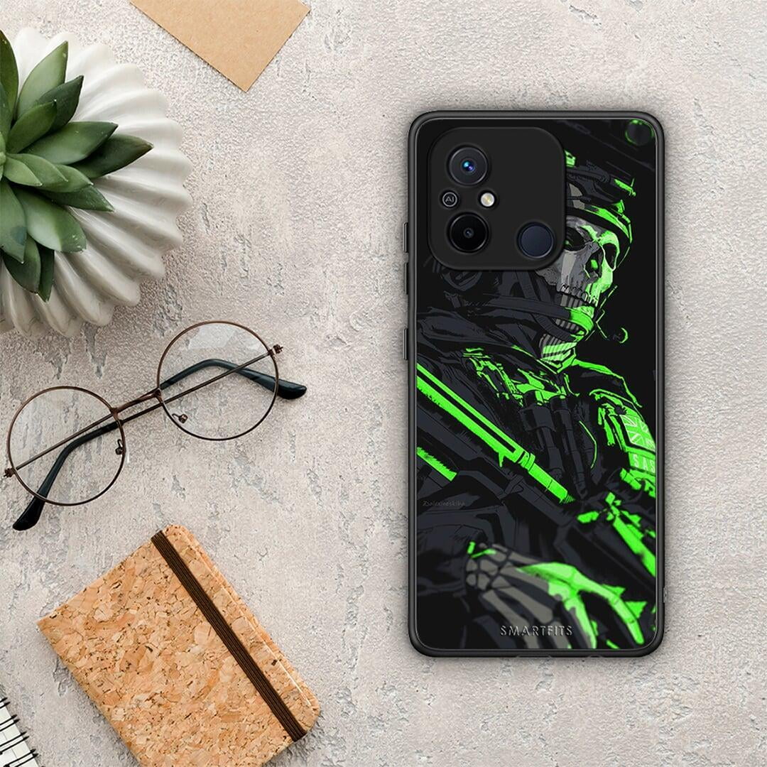 Θήκη Xiaomi Poco C55 Green Soldier από τη Smartfits με σχέδιο στο πίσω μέρος και μαύρο περίβλημα | Xiaomi Poco C55 Green Soldier Case with Colorful Back and Black Bezels