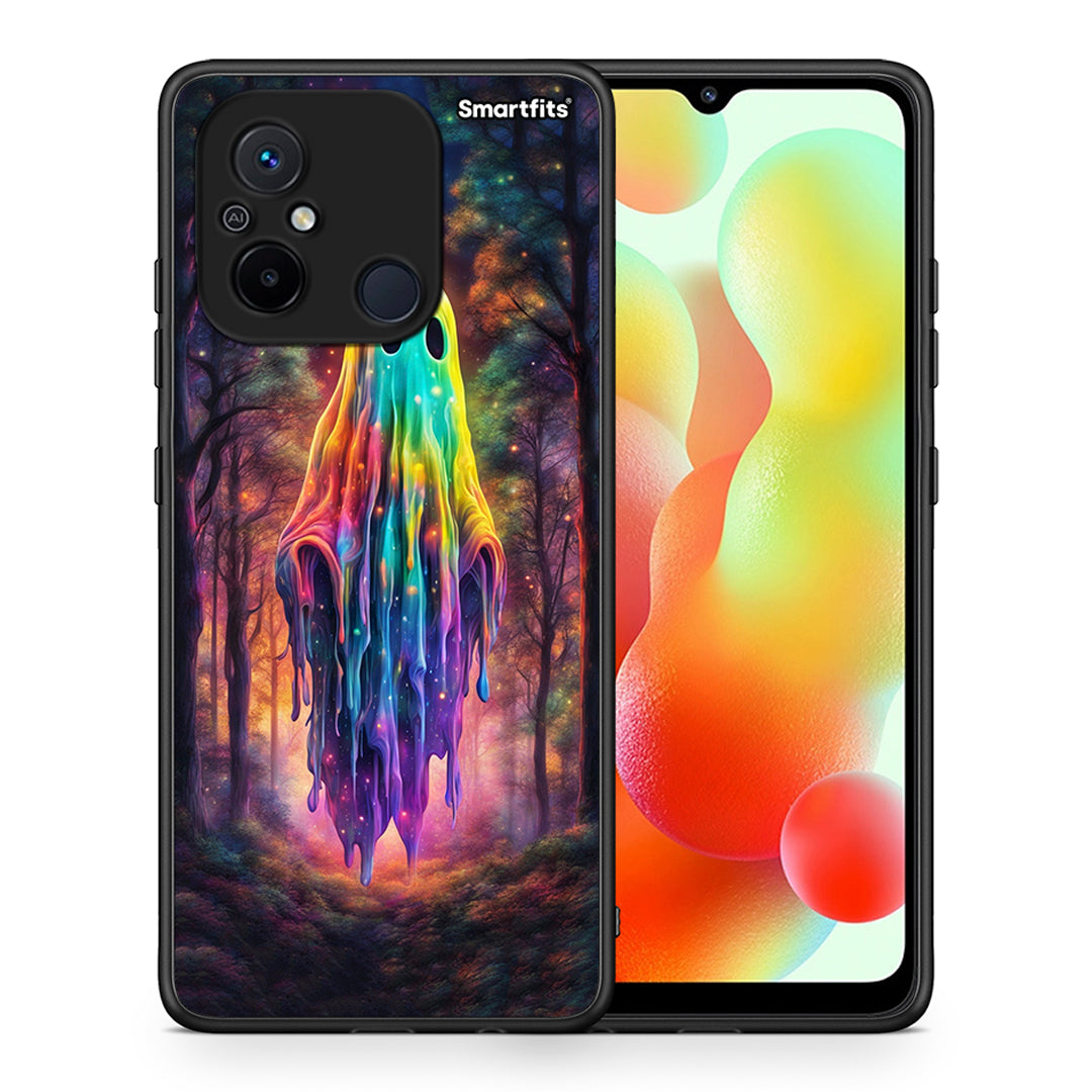 Θήκη Xiaomi Poco C55 Halloween Ghost από τη Smartfits με σχέδιο στο πίσω μέρος και μαύρο περίβλημα | Xiaomi Poco C55 Halloween Ghost Case with Colorful Back and Black Bezels