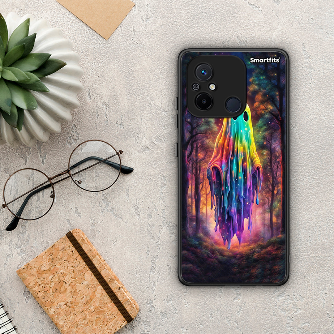 Θήκη Xiaomi Poco C55 Halloween Ghost από τη Smartfits με σχέδιο στο πίσω μέρος και μαύρο περίβλημα | Xiaomi Poco C55 Halloween Ghost Case with Colorful Back and Black Bezels