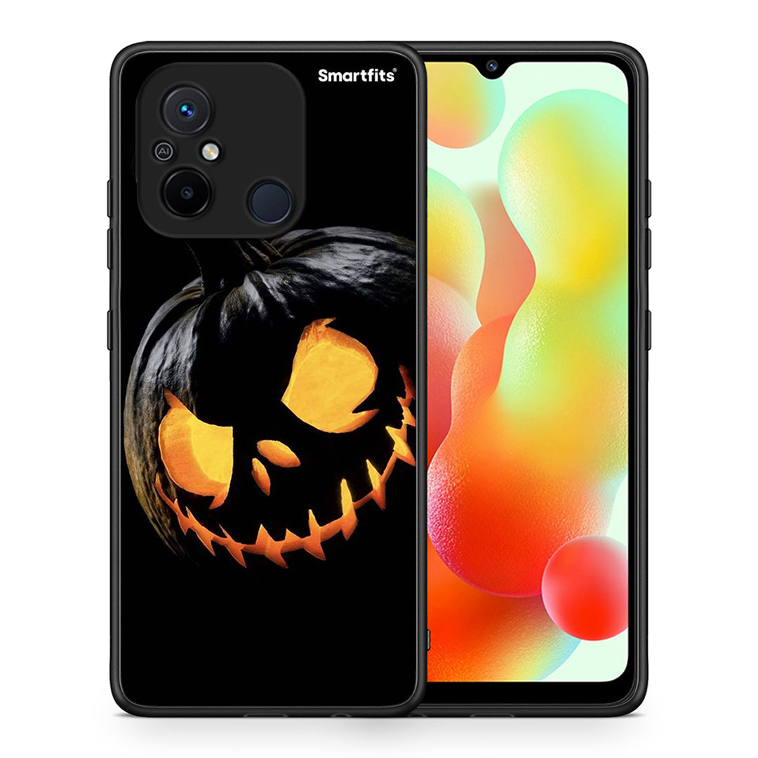 Θήκη Xiaomi Poco C55 Halloween Scary Pumpkin από τη Smartfits με σχέδιο στο πίσω μέρος και μαύρο περίβλημα | Xiaomi Poco C55 Halloween Scary Pumpkin Case with Colorful Back and Black Bezels