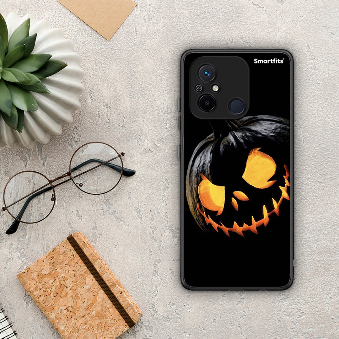 Θήκη Xiaomi Poco C55 Halloween Scary Pumpkin από τη Smartfits με σχέδιο στο πίσω μέρος και μαύρο περίβλημα | Xiaomi Poco C55 Halloween Scary Pumpkin Case with Colorful Back and Black Bezels