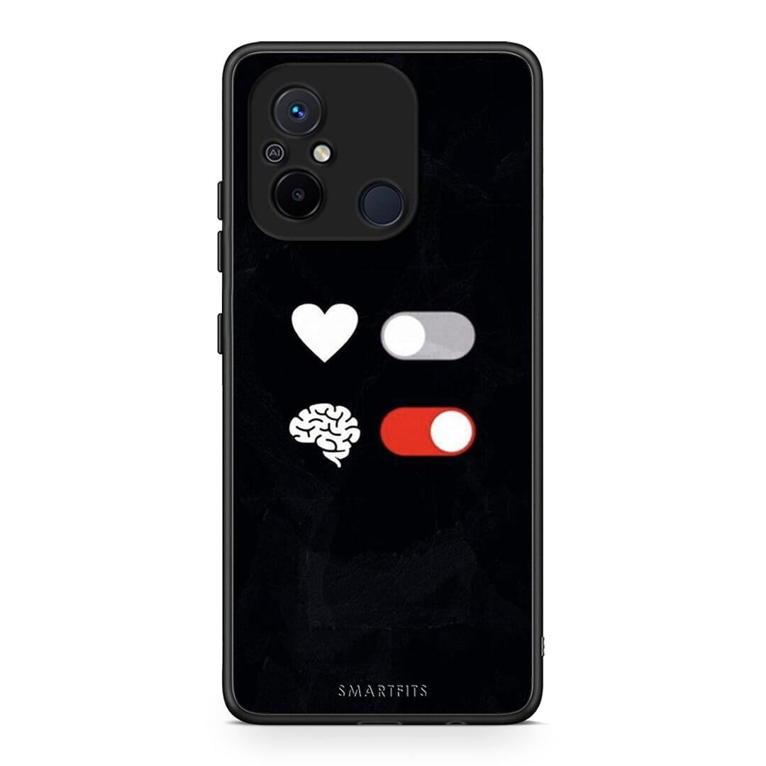 Θήκη Xiaomi Poco C55 Heart Vs Brain από τη Smartfits με σχέδιο στο πίσω μέρος και μαύρο περίβλημα | Xiaomi Poco C55 Heart Vs Brain Case with Colorful Back and Black Bezels