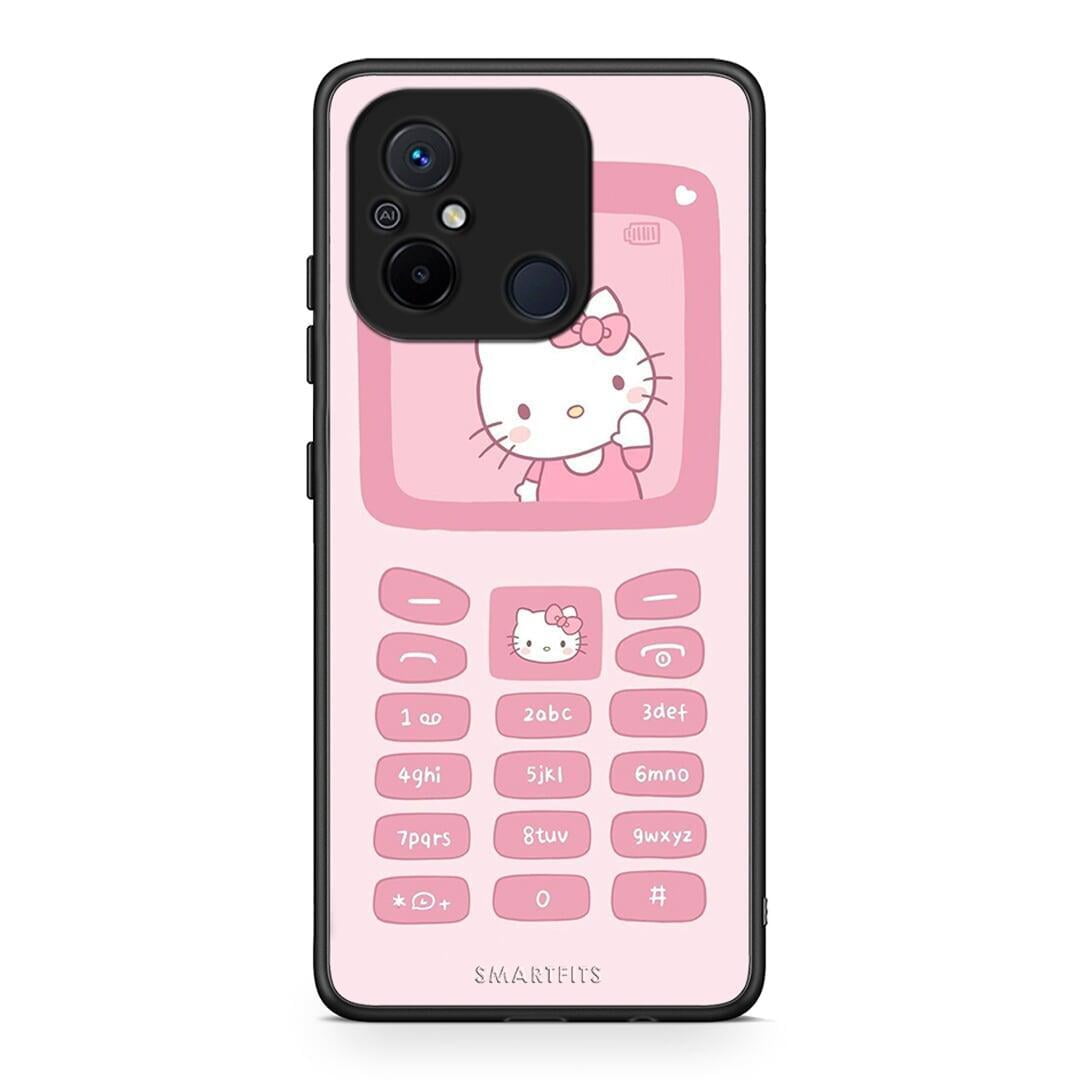 Θήκη Xiaomi Poco C55 Hello Kitten από τη Smartfits με σχέδιο στο πίσω μέρος και μαύρο περίβλημα | Xiaomi Poco C55 Hello Kitten Case with Colorful Back and Black Bezels