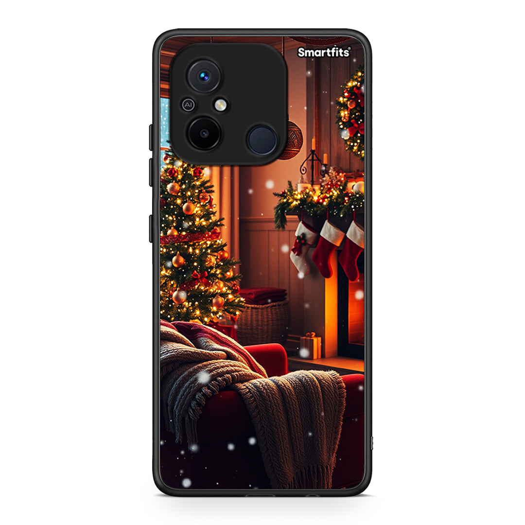 Θήκη Xiaomi Redmi 12C Home For Christmas από τη Smartfits με σχέδιο στο πίσω μέρος και μαύρο περίβλημα | Xiaomi Redmi 12C Home For Christmas Case with Colorful Back and Black Bezels