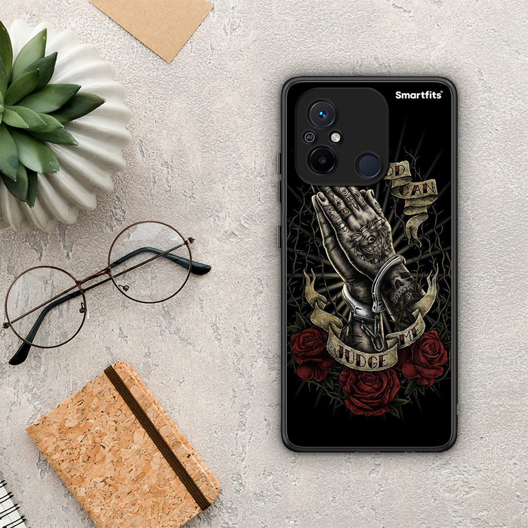Θήκη Xiaomi Poco C55 Judge By God από τη Smartfits με σχέδιο στο πίσω μέρος και μαύρο περίβλημα | Xiaomi Poco C55 Judge By God Case with Colorful Back and Black Bezels