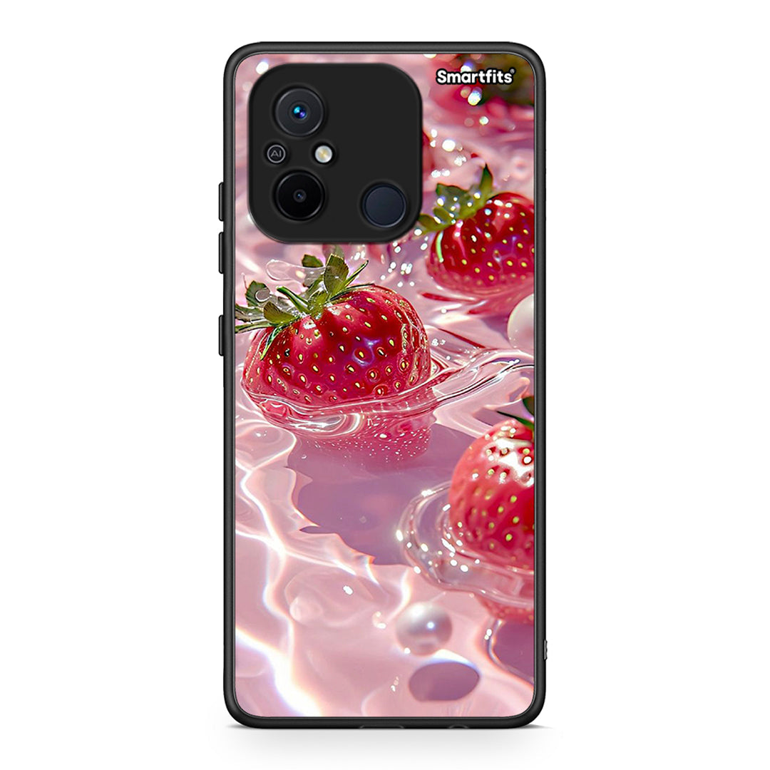 Θήκη Xiaomi Redmi 12C Juicy Strawberries από τη Smartfits με σχέδιο στο πίσω μέρος και μαύρο περίβλημα | Xiaomi Redmi 12C Juicy Strawberries Case with Colorful Back and Black Bezels
