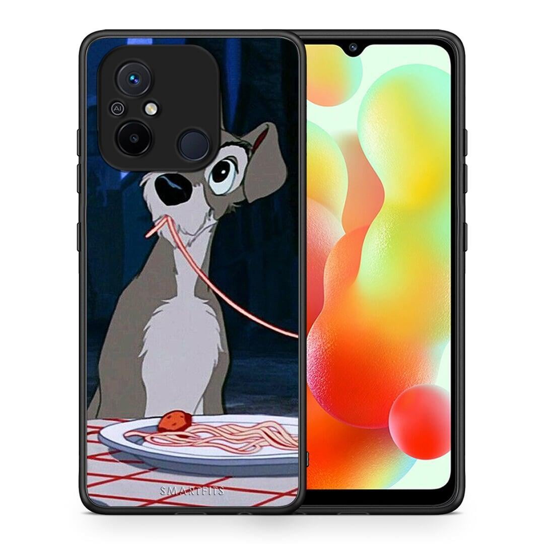 Θήκη Xiaomi Poco C55 Lady And Tramp 1 από τη Smartfits με σχέδιο στο πίσω μέρος και μαύρο περίβλημα | Xiaomi Poco C55 Lady And Tramp 1 Case with Colorful Back and Black Bezels