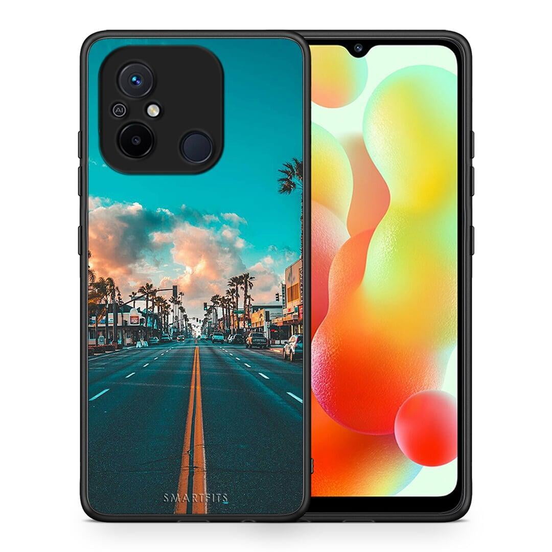 Θήκη Xiaomi Poco C55 Landscape City από τη Smartfits με σχέδιο στο πίσω μέρος και μαύρο περίβλημα | Xiaomi Poco C55 Landscape City Case with Colorful Back and Black Bezels