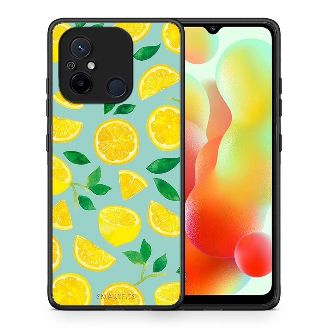 Θήκη Xiaomi Poco C55 Lemons από τη Smartfits με σχέδιο στο πίσω μέρος και μαύρο περίβλημα | Xiaomi Poco C55 Lemons Case with Colorful Back and Black Bezels