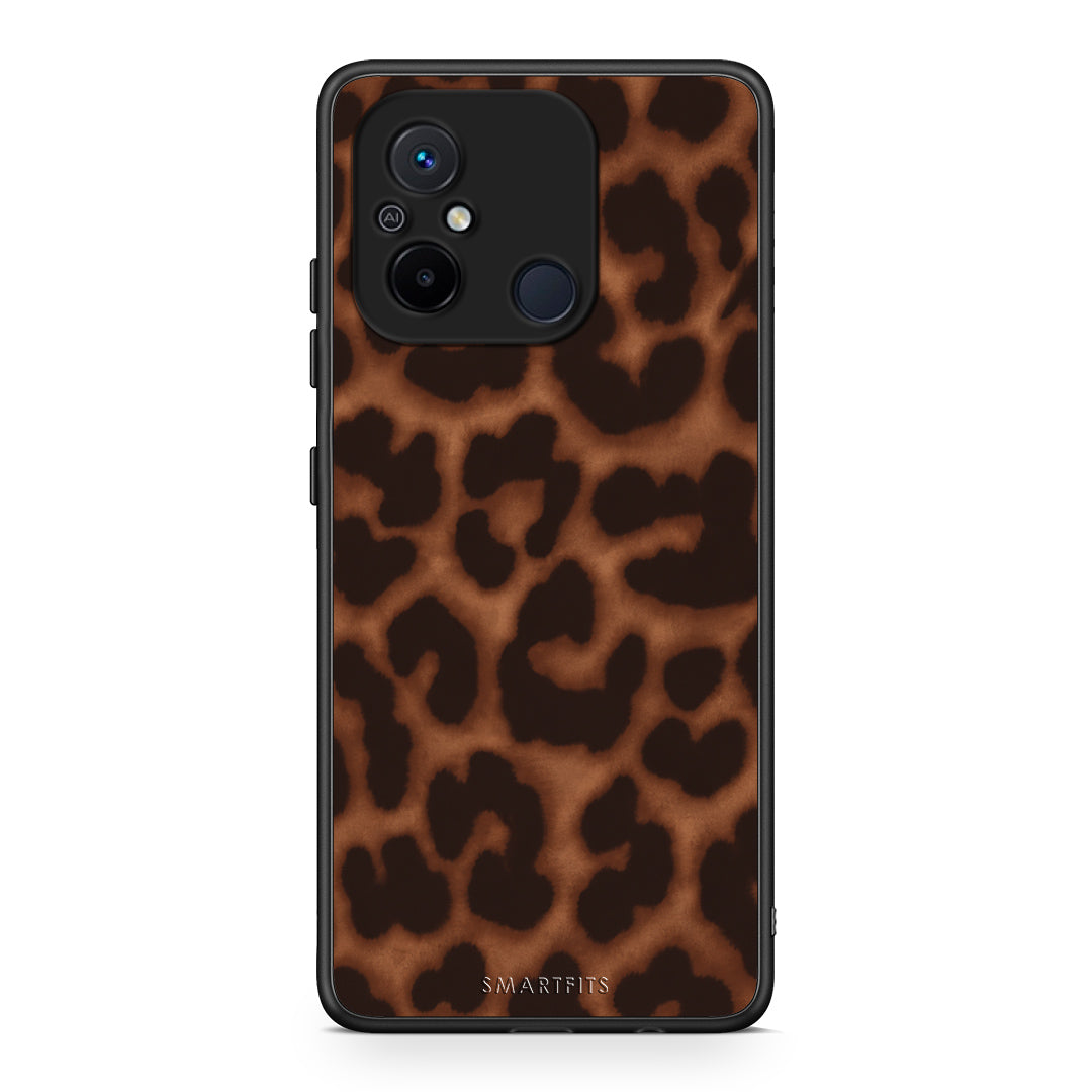 Θήκη Xiaomi Poco C55 Leopard Print Dark Brown από τη Smartfits με σχέδιο στο πίσω μέρος και μαύρο περίβλημα | Xiaomi Poco C55 Leopard Print Dark Brown case with colorful back and black bezels