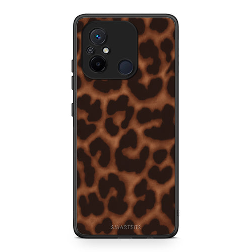 Θήκη Xiaomi Poco C55 Leopard Print Dark Brown από τη Smartfits με σχέδιο στο πίσω μέρος και μαύρο περίβλημα | Xiaomi Poco C55 Leopard Print Dark Brown case with colorful back and black bezels