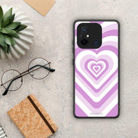 Thumbnail for Θήκη Xiaomi Poco C55 Lilac Hearts από τη Smartfits με σχέδιο στο πίσω μέρος και μαύρο περίβλημα | Xiaomi Poco C55 Lilac Hearts Case with Colorful Back and Black Bezels