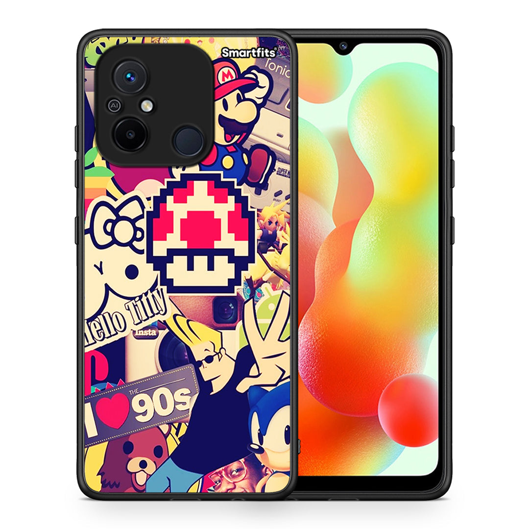 Θήκη Xiaomi Poco C55 Love The 90s από τη Smartfits με σχέδιο στο πίσω μέρος και μαύρο περίβλημα | Xiaomi Poco C55 Love The 90s Case with Colorful Back and Black Bezels