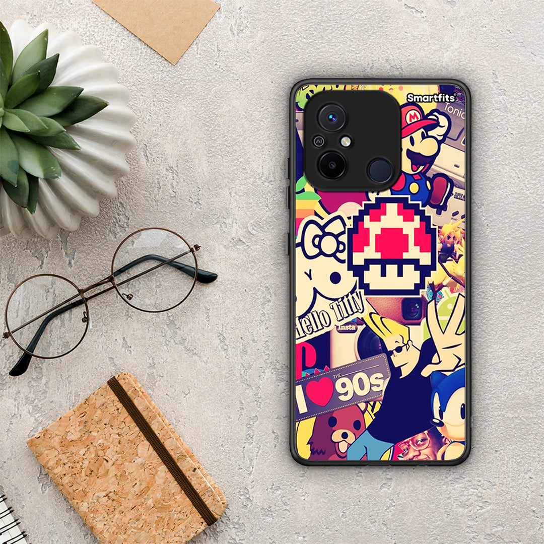 Θήκη Xiaomi Poco C55 Love The 90s από τη Smartfits με σχέδιο στο πίσω μέρος και μαύρο περίβλημα | Xiaomi Poco C55 Love The 90s Case with Colorful Back and Black Bezels